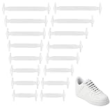 Vandomrise Elastische Silikon Schnürsenkel, Kinder & Erwachsene No Tie Shoelaces, Schnürsenkel ohne Binden Wasserdichte Flaches Elastikband für Sneaker Stiefel Brettschuhe und Freizeitschuhe, Weiß