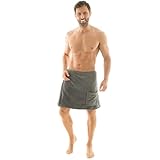 CelinaTex Malaga Saunakilt Herren S/M grau Mikrofaser Sauna Kilt Coral Fleece Saunamantel Saunatuch