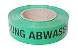 PremSecure Trassenwarnband Achtung Abwasserleitung Warnband Abwasser Schmutzwasser Wasser Leitung Trassenband 75m Trassierband grün schwarz 40mm breit