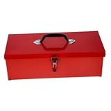 DIYEAH Metall Werkzeugkiste Rot Tragbare Aufbewahrungsbox für Werkzeuge Elegantes Design für Garage Auto und Zuhause Effizienter Organizer für Heimwerker und Camper