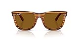 Ray-Ban Rbr0502s Wayfarer Reverse Quadratische Sonnenbrille, Havanna, gestreift, Dunkelbraun, polarisiert, 50 mm