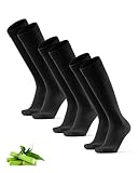 DANISH ENDURANCE Bambus Kniestrümpfe, Bambus Socken, Mit Komfortbund, Unisex, für Herren & Damen, 3 oder 6 Paar, Schwarz, 43-47