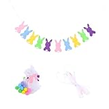 SEWOART 2 Stück Osterbanner Fröhliche Osterhasen Wimpelkette für Partydekoration Hochwertige Filzmaterialien für Drinnen und Draußen Fröhliche Feiern