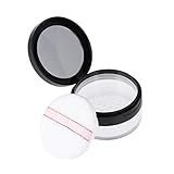Minkissy Leerer Behälter für losen Puder mit Puderquaste, Kunststoff-Kompaktbehälter für losen Gesichtspuder, Kosmetikdosen, nachfüllbare Puderquastenbox, Box für losen Puder mit Sieb