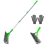 3-Section Handle Tube thatch Rake Rasenrechen Gartenspitzhacke rostfrei Nicht reibungsanfällig leicht zu montieren kostenlose Handschuhe