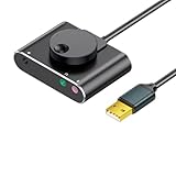 PACHHK USB Soundkarte Konverter 3,5 mm Headset Mikrofon Anschluss Port Treiberfrei für Desktop und Notebook Dunkelgrau