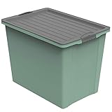 Rotho Compact Aufbewahrungsbox 70l mit Deckel und Rollen, Kunststoff (PP recycelt) BPA-frei, grün/anthrazit, A3/70l (57.0 x 39.5 x 43.5 cm)