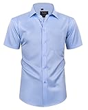 siliteelon Herren Kleid Hemden Solid Blau Langarm Stretch Faltenfreie Formale Hemd Business Casual Button Down Hemden,XXL