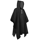 Flintronic Regenponcho Regenmantel für Herren Damen, Wiederverwendbar Wasserdicht Regencape Regenjacke, Eva Regenjacke Unisex, für Camping, Wandern, Reisen, Radfahren, Schwarz