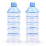 Vicloon Milchpulver Portionierer, 5 Lagiger MilchPulver Spender, Formel Milchpulver Zufuhr Tragbare und Stapelbare, Säuglingsnahrung Kasten für Reise im Freien und Nachtzeit Krankenpflege(Blau)