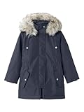 NAME IT Mädchen NKFMILLA Parka Jacket Long NOOS Steppjacke, Dark Sapphire, 122