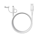 Classy Chargers Universelles 3-in-1 [MFi-zertifiziert] ultrastarkes Nylon-Ladekabel für iPhone, Android und mehr, 1,8 m Lightning-Kabel, Typ C, Micro-USB, kompatibel mit allen Handytypen (weiß)