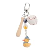 FRCOLOR Baseball Schlüsselanhänger Mini Entchen Anhänger mit Baseballschläger für Taschen Rucksäcke Team Goodies Sport Geschenk Anhänger Charm