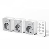 TESSAN Funksteckdosen mit Fernbedienung Set, 3 Steckdosen mit 1 Handsender, Reichweite 30,5 M Ferngesteuerte Stecker für Innen Deko, Haushaltsgeräte und Lampe, 3600 W, Grau