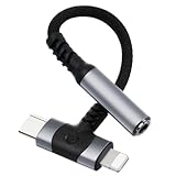 AXFEE Kopfhöreradapter 2-in-1, Adapter USB C Auf Klinke und Light-ning auf 3,5mm Klinkenstecker, Klinke Adapter, Aux Audio Adapter für Typ-C Geräte, i-Products, i-Phone, Samsung Galaxy,Huawei (Silber)