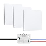 230V Funk-Lichtschalter Set,Selbstversorgender Funkschalter – Drahtlos Kinetischer Batterieloser, wasserdichter Wandschalter,Funk Lichtschalter Schalter (1 Empfänger&3 Schalttafel)