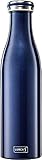 Lurch 240862 Isolierflasche/Thermoflasche für heiße und kalte Getränke aus doppelwandigem Edelstahl 0,75l, blau-metallic