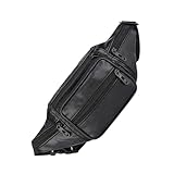 TOYANDONA Verstellbare Herren Sporttasche Bauchtasche aus Rindsleder mit Großem Fassungsvermögen für Laufen Radfahren und Outdoor Aktivitäten mit Sicherem Reißverschluss und Bequemem