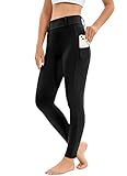 Reitleggings Damen Vollbesatz mit Handytasche, High Waist Reithose Damen Mädchen Stretch mit Gürtelschlaufen Schwarz L