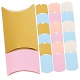 PERSELOSO 100 Stück Pappboxen Kissenform für Hochzeiten Geschenkboxen für Süßigkeiten Party Favor Boxen Faltbare Verpackung Rosa Lila Gold Blau und Weiß