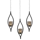 Sziqiqi Kerzenständer Kerzenhalter Hängend mit Teelicht Glas Satz von 3 - Teelichthalter Metall Wanddeko Vintage Dekorative Laternen Wandkerzenhalter Kerzenleuchter für Garten Draußen Wohnzimmer