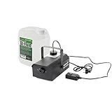 lightmaXX Nano Fog 600, 600 Watt Nebelmaschine, 5L Nebelfluid Set, Fernbedienung, Ausstoß 14m³/min, Heizleistung 600W, Kanister rausnehmbar, Kabelgebundene Fernbedienung