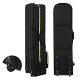 GYMAX Golf Reisetasche mit verstärkte Räder, tragbare Golftasche mit Aufbewahrungstasche & Griffe, Golfschlägertasche mit Reißverschluss für Fluggesellschaften