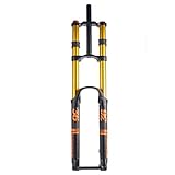 LAVSENA DH Downhill Mountainbike Federgabel 26 27,5 29 Zoll Federweg 160mm MTB Luftgabel Zugstufeneinstellung Doppelschulter Fahrrad Vorderradgabel Steckachse 15 X 110mm (Color : Gold, Size : 29'')