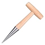 ibasenice Widger Gartengerät Holzfarbe Gartenschaufel Lochstanzer Pflanzhilfe Ergonomisch Langlebig für Umpflanzen Säen und Düngen im Garten Zubehör für Effiziente Gartenarbeit