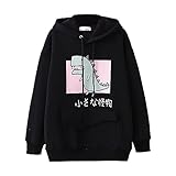 Hoodies für Damen und Mädchen, grafische Sweatshirts, niedlicher Dino-Kapuzenpullover, Winter, Herbst, Pullover, langärmelig, Tops, Shirts, modische Kleidung, Schwarz , S