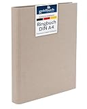 goldbuch 37 211 Ringbuch A4 Summertime Beige, Ordner, Maße 32 x 27,5 x 4,5 cm, Hefter mit 4-Ringmechanik und Klemmbügel, Ringordner im DIN A4 Format, Einband aus Leinen, Heftordner Hellbraun