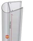 Gedotec Duschtürdichtung streifend 2000mm, Premium Duschdichtung 6 mm - 8 mm, Schwallschutzleiste Dusche als Glasbodendichtung transparent, Duschdichtungen für Duschtüren wasserabweisend