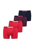 Levi’s Basic-Boxershorts, einfarbige und gestreifte Baumwollunterwäsche für Männer mit elastischem Bund, kein Hochrutschen, 4er-Pack