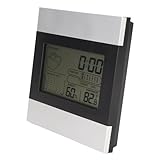 RIZGHWOY Digitales Wetter Uhr Aluminium -Schalen -Temperatur und Luftfeuchtigkeitsanzeige für Desktop und Wandhänge, Minimalistische Designwetter Vorhersageuhr für Heim und Bürogebrauch