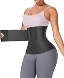 FeelinGirl Wrap Waist Trainer Snatch Bandage Invisible Verstellbarer Korsett Bauchwickelgürtel Taillenformer Unterbrust Sport Schwarz Einheitsgröße
