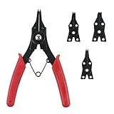 Sprengringzangen-Set 4-in-1,Sicherungsring Zangen Innen und Außen,Sicherungsringzangen-Satz mit 4 Auswechselbaren Backen Für die Demontage des Zahnradverriegelungsrings