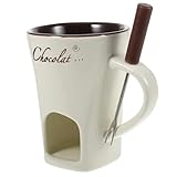 GALPADA 1Satz Keramik Fondue Topf Schmelzherd Für Butter Fondue Mit Gabeln Für Schokoladenfondue Und Dessert Genuss Weiße Farbe