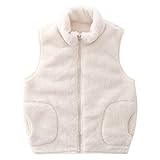 ANIMQUE Kinder Fleece Weste Winter Baby Kleinkind Jungen Mädchen Eltern-Kind Fleeceweste Super Warm Plüsch Shu-Velveteen Ärmellose Jacke Stehkragen mit Reißverschluss, Weiß 180