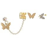 Beaupretty 3 Stück Teiliges Goldfarbene Schmetterlings Ohrringe Ohrstecker und Ohrclips Damen Modisch Elegant für Alltag und Festliche Anlässe Geschenkidee