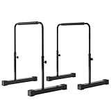 HOMCOM Dip Barren Bars 2er Set Rutschfest Dip Station 80-100 cm Höhenverstellbar Fitness Parallettes für Muskeltraining und Krafttraining Stahl Schwarz