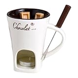 Schokoladen-Fondue-Set - Fonduetasse aus Keramik, 130 ml, Butterwärmer für Schokolade, kreativer Schmelztopf, Fonduetasse aus Keramik mit Gabel für Q