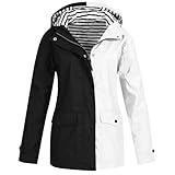 Leichte, wasserdichte Jacke für Damen, Wandern, langer Regenmantel für Damen, wasserdichter Mantel mit Tasche, Kordelzug, Wandern, Regenmantel, Outdoor-Oberbekleidung, Windbreaker, Sportjacke