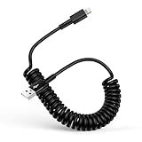 Spiralkabel USB A auf Lightning Kabel,A-pple Carplay Kabel, Kurz iPhone Auto Ladekabel Auto Lightning Kabel Schnellladekabel für iPhone 14/14 Pro/14 Pro Max/13/13 Pro/12/11/XR/XS/X/8/7