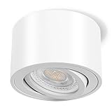 GeyouLux 1x LED Aufbauspot Weiß - Extra Flach & 38° Schwenkbar Spots Deckenleuchte - Ø80x50mm - Aufputz Spots Decke inkl. 5W 4000K LED Modul 230V - Deckenspots, Deckenstrahler Aufbaustrahler