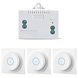 RF433 Funk Lichtschalter Set, Funkschalter 230V, Funk-Lichtschalter mit Sender und Empfänger, 10A 240V, Drahtloser Schalter, Funklichtschalter Set, Schalter