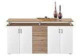 Stella Trading Highboard mit Ablage in Eiche Sonoma Optik, Weiß - Moderner Wohnzimmerschrank mit Schubladen und viel Stauraum für Ihren Wohnbereich - 178 x 90 x 38 cm (B/H/T)