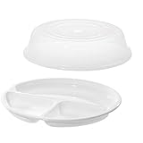 Westmark Mikrowellen-Set, 2tlg., Menüteller und Abdeckhaube, ø je 25 cm, Kunststoff, Weiß/Transparent, 224022E6