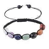 Beaupretty Verstellbares Chakra Armband aus Natürlichen Heilsteinen Handgefertigtes Geflochtenes Schmuckstück mit Bunten Yoga Tigerauge Perlen Modisches Accessoire für Damen und Herren