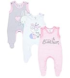 TupTam Baby Mädchen Strampler mit Aufdruck Spruch 3er Pack, Farbe: Farbenmix 1, Größe: 56