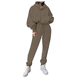 Damen Tracksuit Langarm Trainingsanzug Damen Pullover Sweatshirt Hose Zweiteiler Damen Sportanzug Casual Hausanzug Damen Baumwolle Kuschelig Jogginghose Mit Gummizug Damen Trainingsanzug Set 2-Teilig